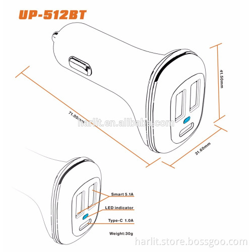 Best Price Dual Port USB Type C QC 2.0 Car USB Charger 5V 4.8A